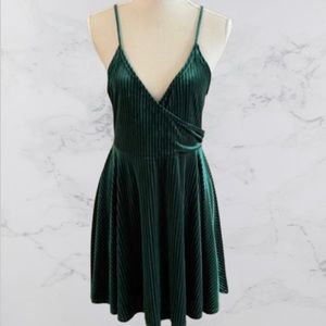 Green Corduroy Velvet Dress